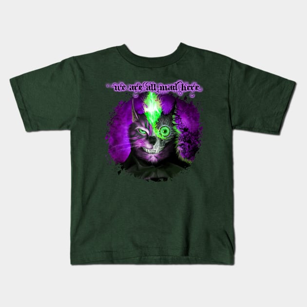 We Are All Mad Here - Purple Kids T-Shirt by Viergacht